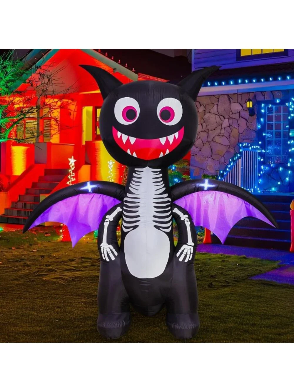 Giant 6.8 FT Halloween Dragon Inflatable with LED Lights - Outdoor Yard Decor